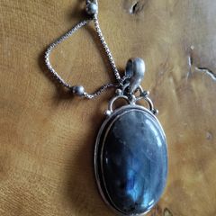 Beautiful Natural large labradorite pendant sterling silver with chain