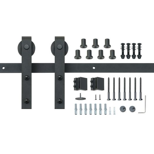 10FT 305 cm Sliding Barn Door Hardware Kit, 330LBS Loading Heavy Duty Barn Door Track Kit for Single Door, Fit 4.6-5.2FT Wide and 1.3"-1.8" Thick Door Panel, with Smooth & Silent Pulley J Shape