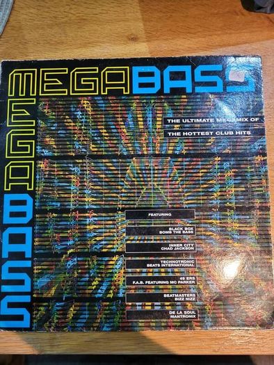 Megabass The Ultimate Megamix Of The Hottest Club Hits 1990 Telstar Double LP With Inserts