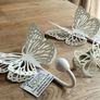 2 x New Lovely 3D Cream Butterfly Hooks Pierced Metal Image 4