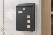 NEW SALE | Modern Wall Mounted Post Box with Viewing Windows, Nameplate, Lock with Copper Core, Easy to Install, Black