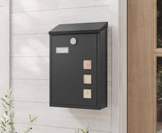 NEW SALE | Modern Wall Mounted Post Box with Viewing Windows, Nameplate, Lock with Copper Core, Easy to Install, Black