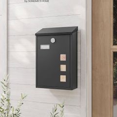 NEW SALE | Modern Wall Mounted Post Box with Viewing Windows, Nameplate, Lock with Copper Core, Easy to Install, Black