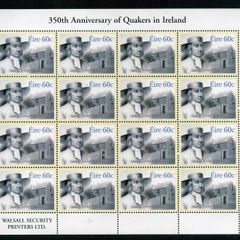 2004 Ireland 350th Anniversary of Quakers in Ireland Commemorative Stamp Sheetlet Plate 1B1B1B1B Mint Never Hinged (MNH)