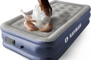 Single Airbed with Built in Pump - 3 Minute Rapid Inflation I Air Mattress with Built-in Electric Air Pump and Integrated Pillow I Easy To Store Blow Up Bed I Air Bed Patch Included (FREE POSTAGE)