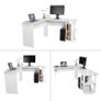 _Utility Wooden Office Computer Writing Desk Home Gaming PC Furnitur L-Shape Corner Study Computer Table With Book Shelf (white) Image 3