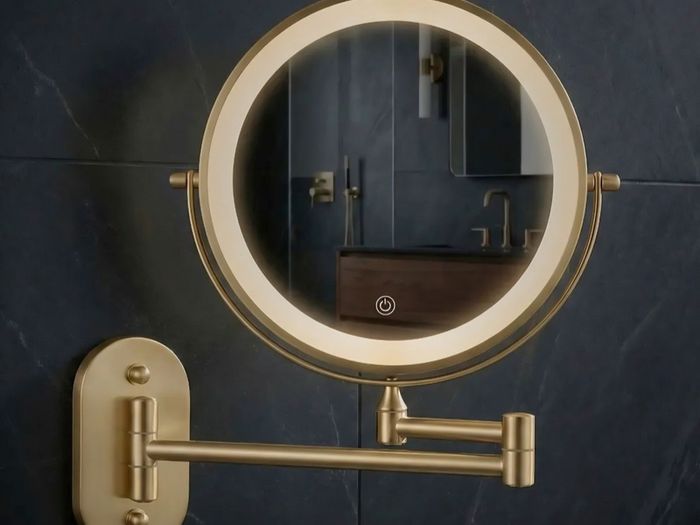 Makeup Cosmetic Vanity Mirror Bathroom Dressing Room Vanity Table Dual LED Battery USB Charging Black Chrome Brushed Vintage Gold