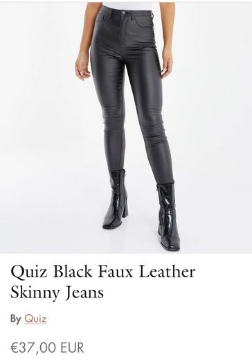 QUIZ Black Faux Leather Skinny Jeans, NEW size 6
