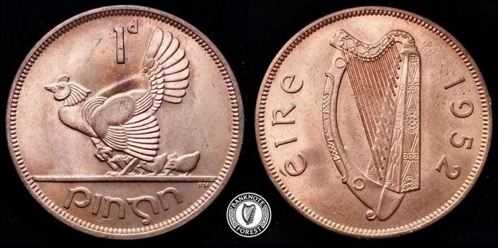 [#2372] - Ireland 1952 | 1 Penny | Irish 1d | Irish Penny | KM.11 | UNC