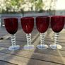 Ruby Red Wine Goblets With Clear 5 Bubble Stem - Set of 4 Image 3