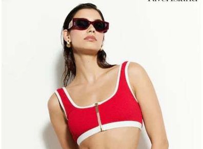 BNWT River Island Studios Poolside Red Bright Sports padded bra size UK18 cup C Postage included