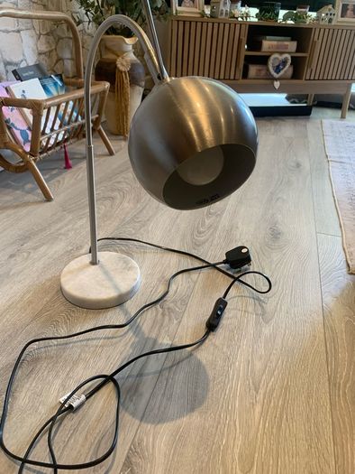 Brush nickel globe lamp with marble base