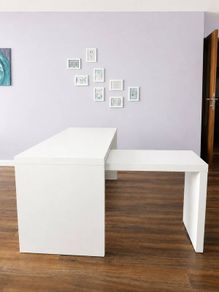 Large White L-Shaped Corner Desk / Home Office Workstation