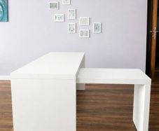 Large White L-Shaped Corner Desk / Home Office Workstation
