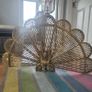Vintage Art Deco Brass Peacock Fan Fireplace Screen Image 2
