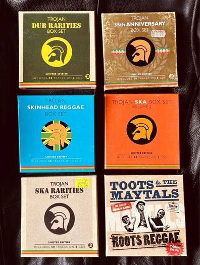 Mix of Trojan Records Ska and Reggae CD box sets