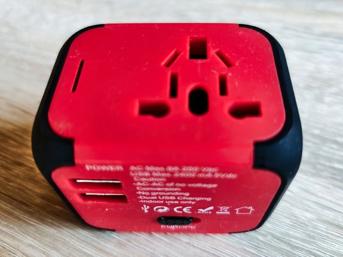 Universal Travel Adapter EU/UK/US/AUS with Dual USB Charger Ports, Multi-Plug with Surge Protector Worldwide