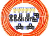 Orange 10M Polyurethane PU Air Hose Pipe Tube Kit,6mm OD x 4mm ID with 14 Connector Kits