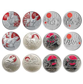 San Marino 10 Euro Coin Chinese Lunar Calendar Coins Full Set with Box 2022-2025