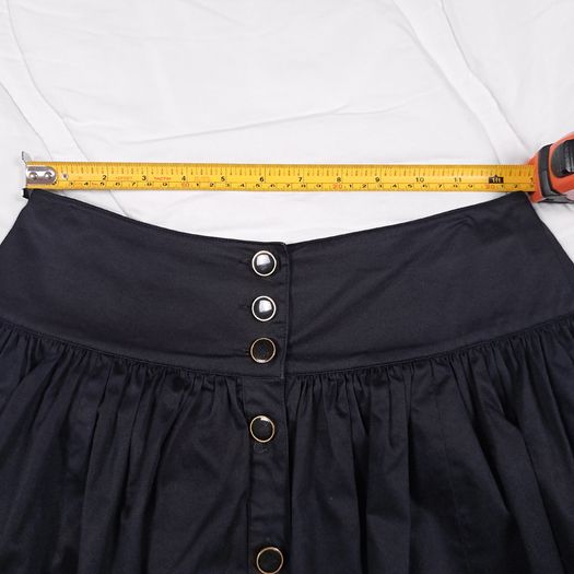 Reiss Black Button Front Gathered High Waisted Flared Mini Skirt 6UK/34EU