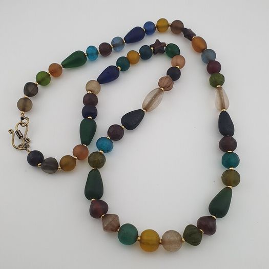 Antique African Style Mix MultiColor Glass Beads Necklace