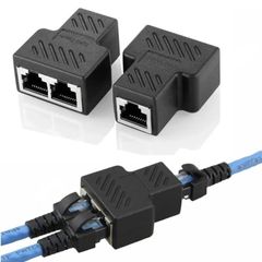 1pcs Black 1 To 2 LAN RJ45 Connector Network Cable Splitter