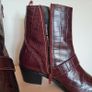 M&S 100% Genuine Leather Burgundy Boots Size 38.5 Image 5
