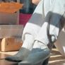 White 100% Leather Cowboy Western Ankle Boots Pointed Toe Heel EU 40 Image 7