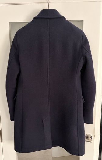 REISS Double Breasted Wool Blend Coat in Navy