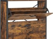 Shoe Cabinet with 4 Doors, Storage Cabinet, Open Compartments, Adjustable Dividers, for Entrance, 12-20 Pairs, 98.3 x 30 x 95 cm, Rustic Brown and Black
