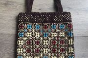 Authentic Vintage 1970s/1980s Beaded Corduroy Handbag / Bag