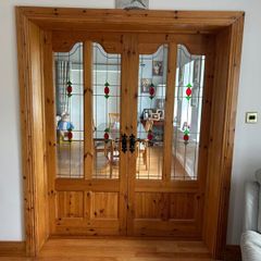 Red Deal Doors With Glass and plain