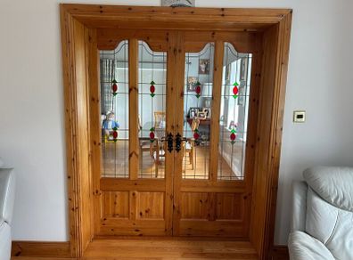 Red Deal Doors With Glass and plain