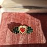 1920s Antique Brass & Enamel Sacred Heart Shamrock Brooch Image 4