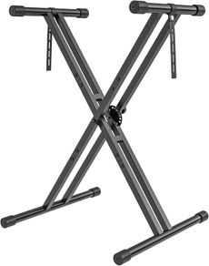 Keyboard Stand ELectric Piano Stand - Heavy Duty Double X Style with Locking Straps, Fits 54-88 Key Electric Pianos, DJ mixers, Turntables, Synths and Midi Keyboards. Load Capacity 100LB