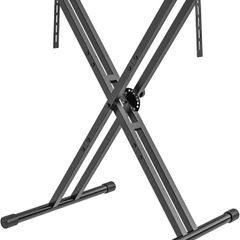 Keyboard Stand ELectric Piano Stand - Heavy Duty Double X Style with Locking Straps, Fits 54-88 Key Electric Pianos, DJ mixers, Turntables, Synths and Midi Keyboards. Load Capacity 100LB