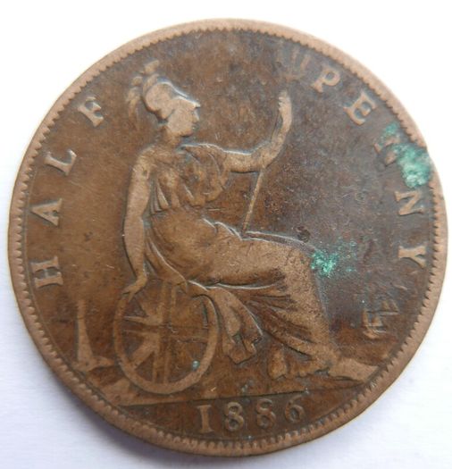 United Kingdom Half Penny 1886 Victoria Queen