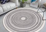 Moroccan Rug Round Grey 120cm Cotton Area Rug Washable Printed Round Area Rug Large with Tassels (MULTIPLE DESIGNS)