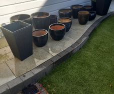 Plant pots ceramic and rattan