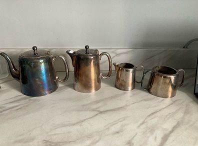 Hotel ware silverplate tea set