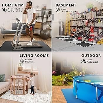FREE SHIPPING Soft Foam Floor Mat - 18 Pieces Protective Gym Flooring Set, Exercise Mats EVA Puzzle Rubber Tiles, Ground Surface Protection Workout