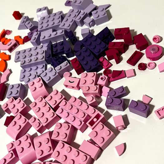 Collection of Colourful Lego Pieces in Pink, Purple, Coral etc.