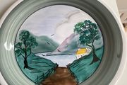 Reduced Hand painted limited edition signed Charger Avoca Blue.
