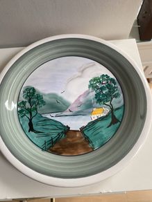 Reduced Hand painted limited edition signed Charger Avoca Blue.