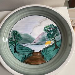 Hand painted limited edition signed Charger Avoca Blue.