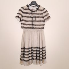 Darling Cream Black Polka Dot Tulle Ruffle Tiered Mini Dress & Bolero Size S