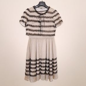 Darling Cream Black Polka Dot Tulle Ruffle Tiered Mini Dress & Bolero Size S