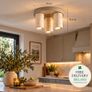 3 Light Travertine Look Ceiling Light Sand Beige Modern Flush Mount Spotlight Image 2