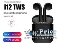 main image for ad 08446 i12 TWS Black Universal Bluetooth Earbuds With Charging Dock