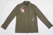 Dorothy Perkins Khaki Green Olive Floral Embroidered Utility Military Style Field Jacket 10UK/38EU